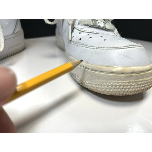 Youth 6.5 6.5Y Nike Air Force 1 AF1 triple white mid sneakers shoes - Picture 5 of 16